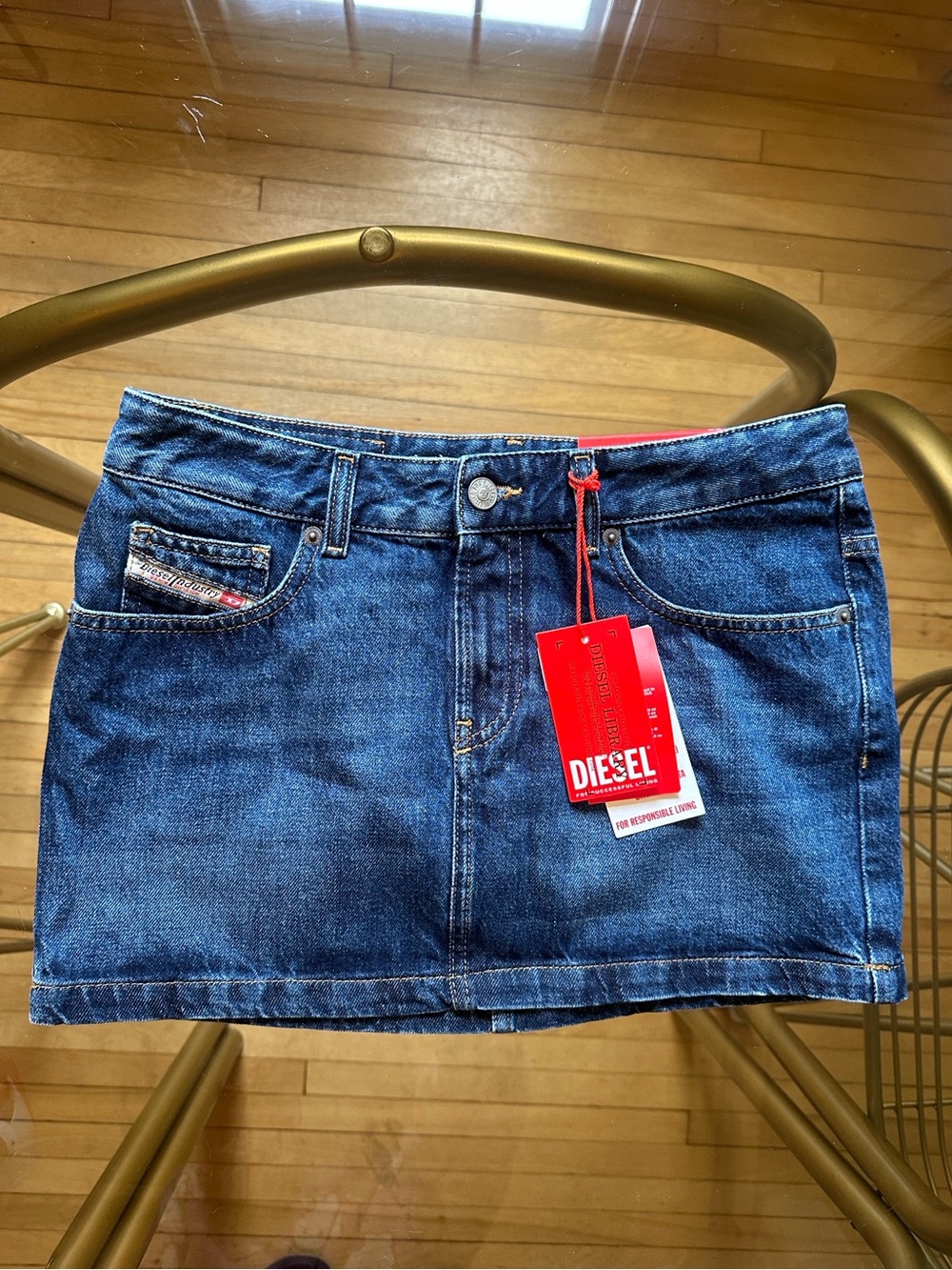 NWT DIESEL De-Ron Low-rise Denim Miniskirt